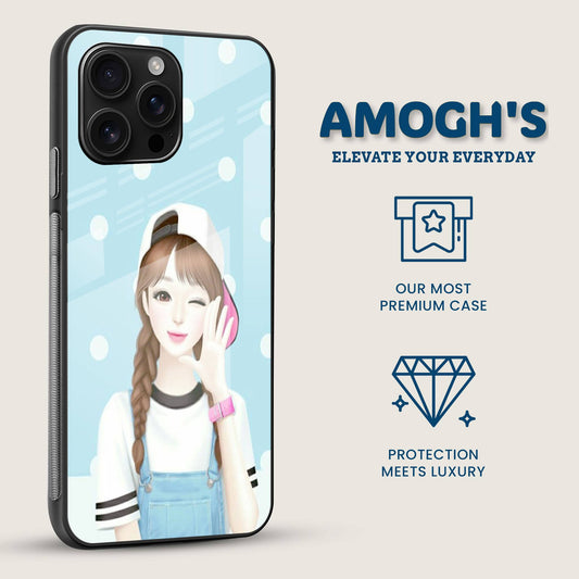 Winking Brunette Mobile Back Cover Side Image