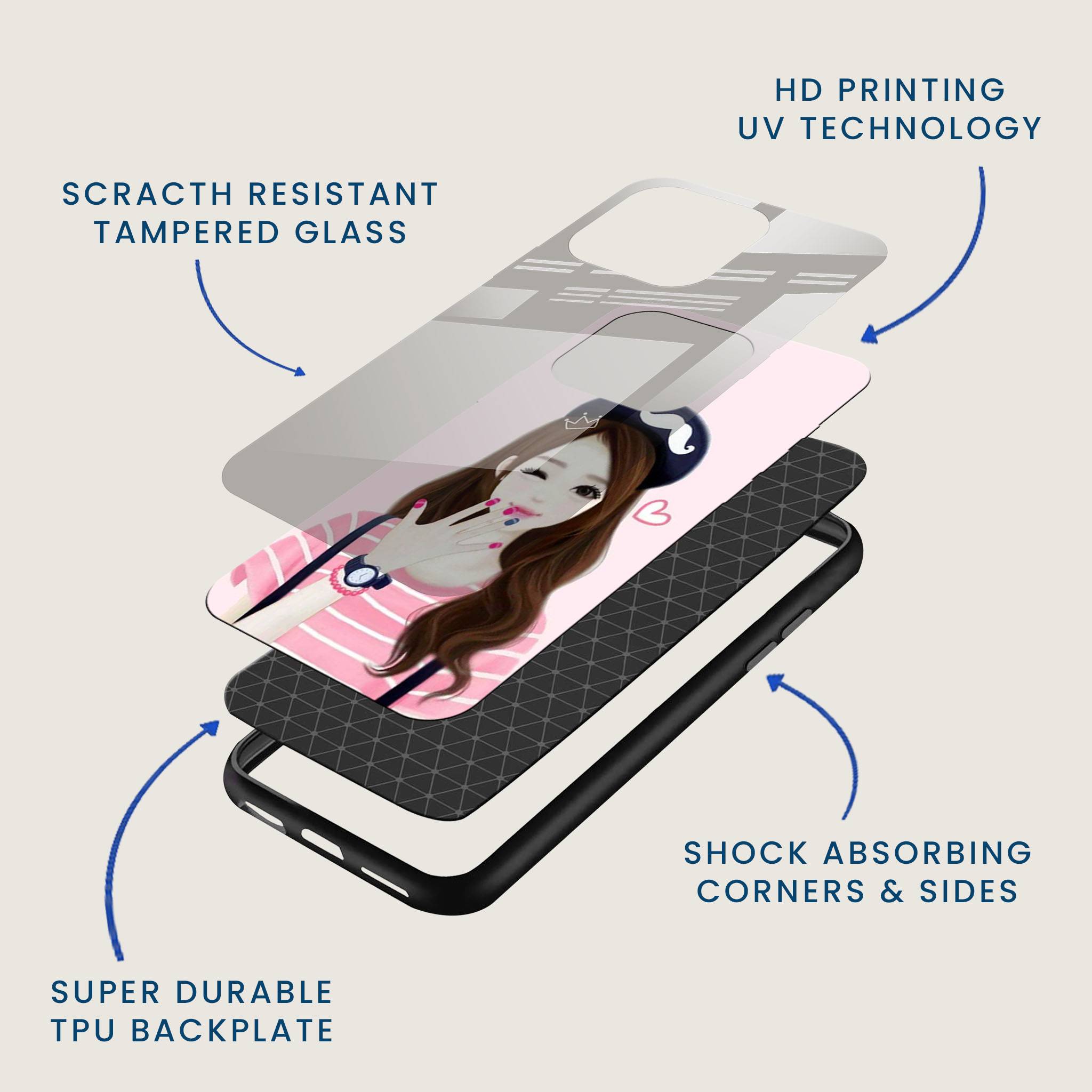 Winking Cutie Anime Mobile Back Cover Layer Image