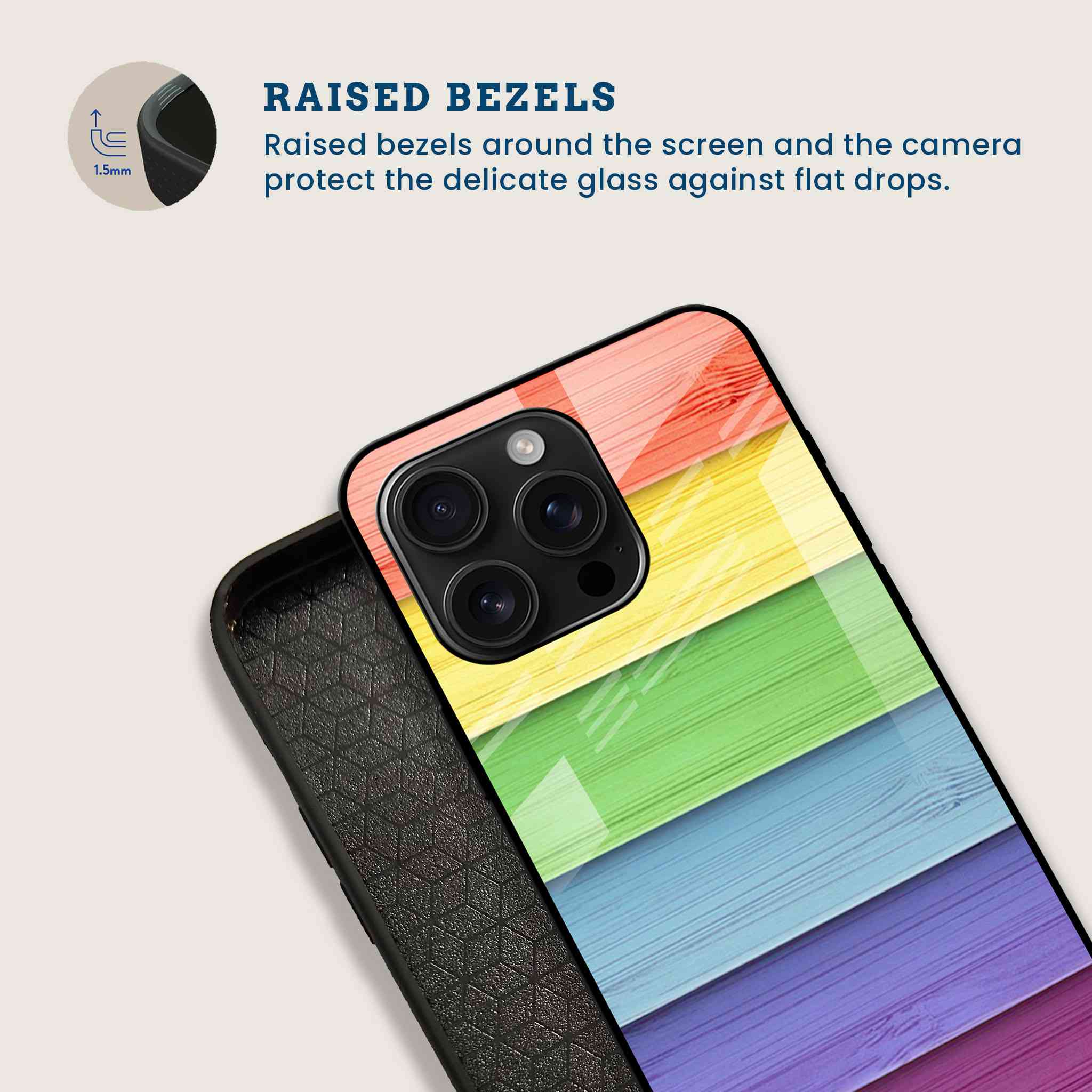 Woodgrain Rainbow Mobile Back Cover Bezel Image