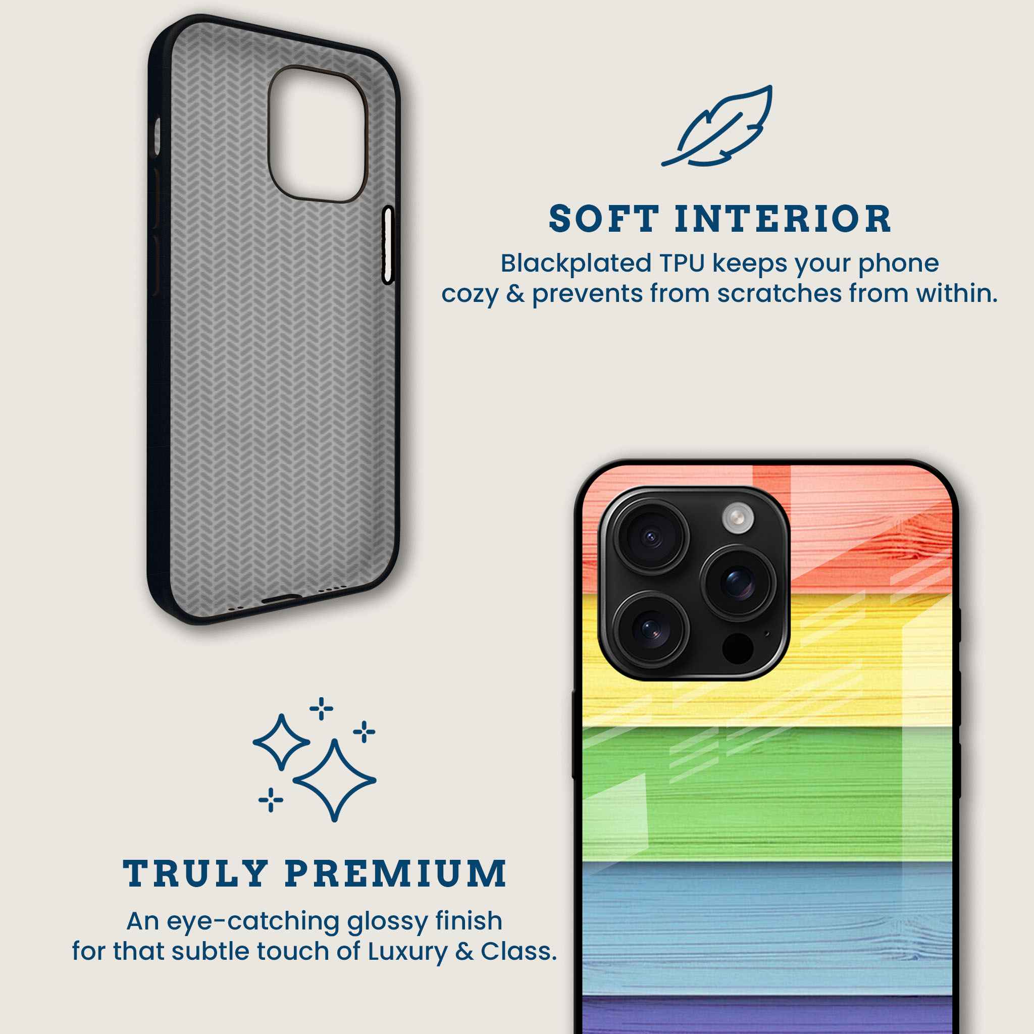 Woodgrain Rainbow Mobile Back Cover Brand Image