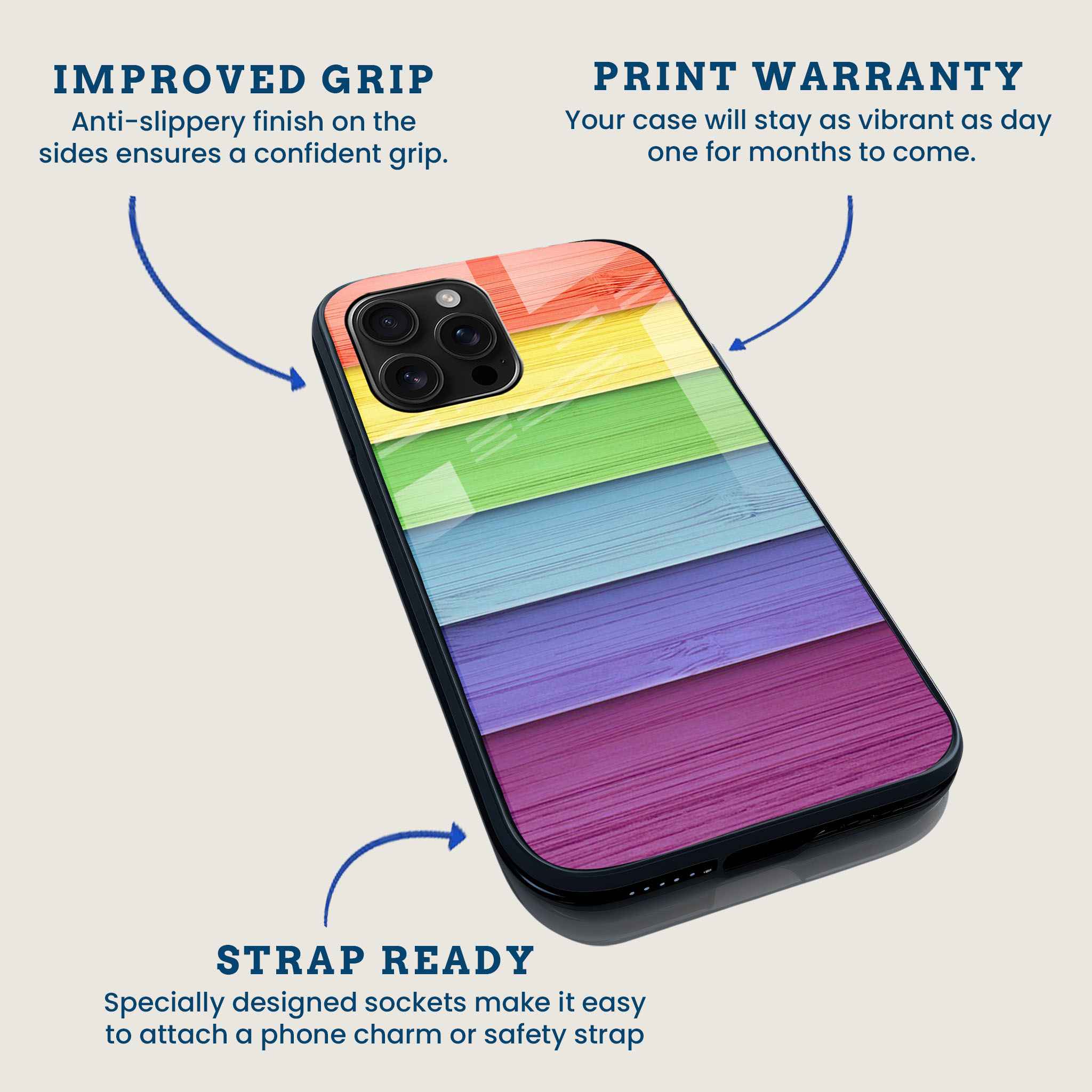 Woodgrain Rainbow Mobile Back Cover Feature Image