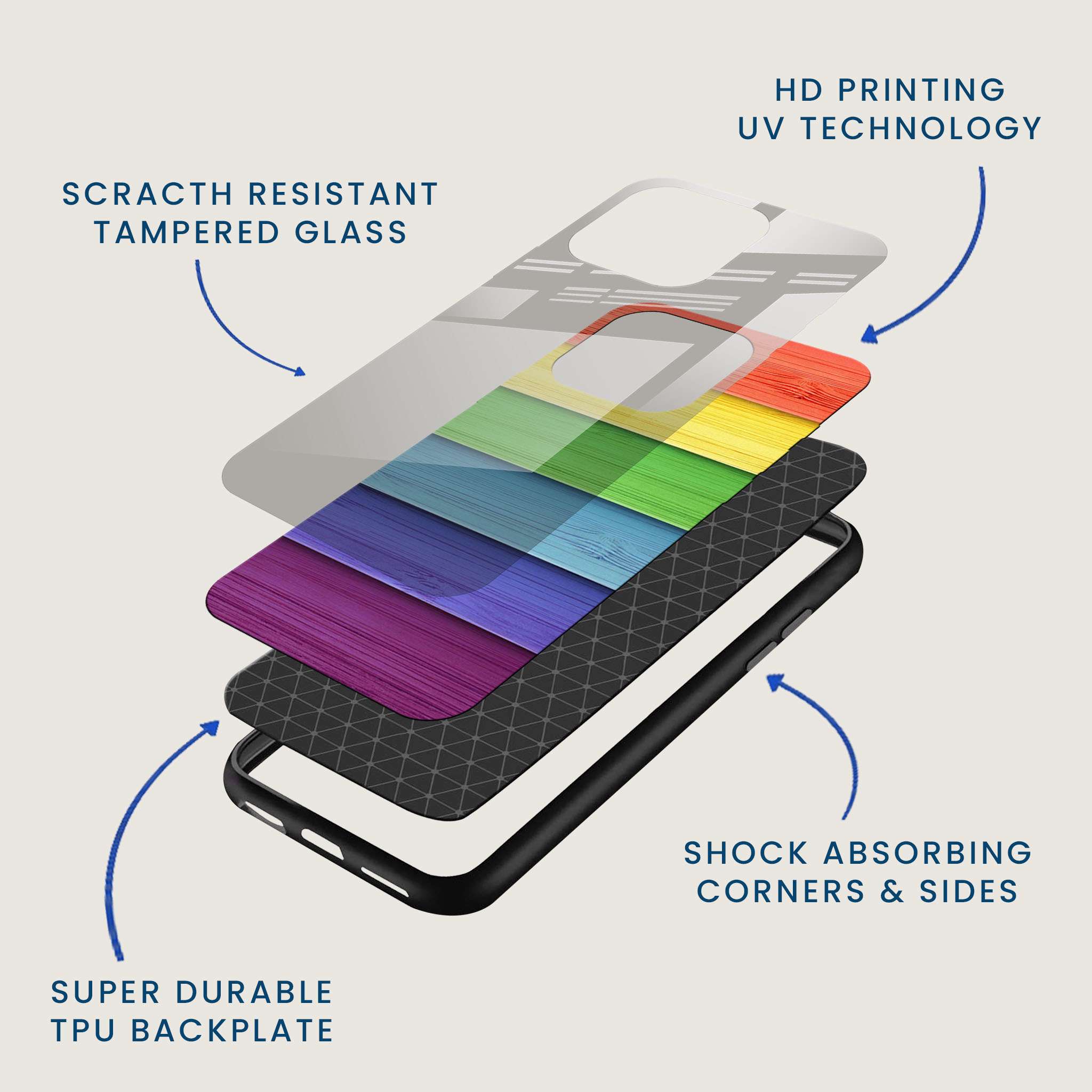 Woodgrain Rainbow Mobile Back Cover Layer Image