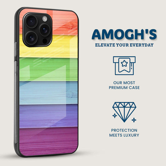 Woodgrain Rainbow Mobile Back Cover Side Image