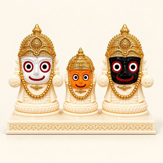 Jagannath, Balabhadra and Subhadra idol set in Ivory – 3D printed by Amogh's