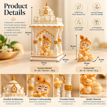 Miniature temple product details – dimensions, weight and deity options